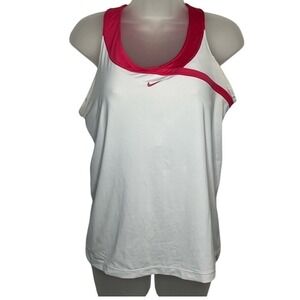 Nike Dri-fit women's activewear tank - White/Pink - Size Large (12-14)